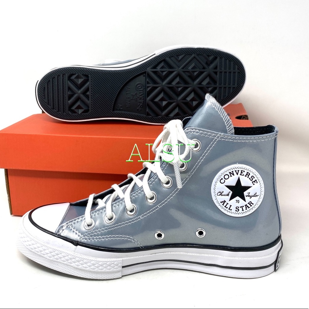 Converse Chuck 70 High Grey Silver Women Sneakers 568796C - Picture 2 of 8